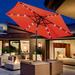 Arlmont & Co. 9ft Patio Uv Protection Tilt Solar Powered Umbrella w/ Led Lights Blue in Orange | 108 W x 108 D in | Wayfair