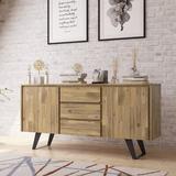 Wade Logan® Lowry & Metal 60 inch WideRectangle Modern Industrial Sideboard Buffet Wood in Yellow | 30 H x 60 W x 17 D in | Wayfair