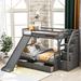 Red Barrel Studio® Twin Over Full Bunk Bed Drawers,Storage Slide, Multifunction Wood in Gray, Size 61.4 H x 77.9 W x 57.6 D in | Wayfair