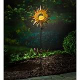 Freeport Park® Hyler Solar Sun Garden Stake w/ Crackle Glass Ball Glass/Metal | 35 H x 1.97 W x 7.09 D in | Wayfair