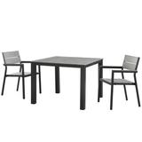 Gracie Oaks Evilynn Modern Light Grey & White 3 Piece Outdoor Patio Dining Set Wood in Gray/Black | 39.5 W x 39.5 D in | Wayfair