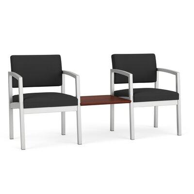Lesro Lenox Steel Waiting Reception 2 Seat Tandem Metal Frame w/ Center Table Metal in Blue/Brown | 32 H x 65 W x 24.5 D in | Wayfair