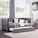 Rosdorf Park Twin Daybed w/ Trundle, Tufted Sofa Bed w/ Nailhead Trim, Gray Upholstered/Velvet in Brown/Gray/Green | Wayfair