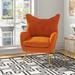 Wingback Chair - Willa Arlo™ Interiors Dowdle 29.5" Wide Tufted Wingback Chair Wood/Velvet/Metal in Orange | 36.5 H x 29.25 W x 27.5 D in | Wayfair