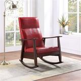 Wildon Home® Byes Rocking Chair Faux Leather/Solid + Manufactured Wood in Brown/Red | 43 H x 38 W x 29 D in | Wayfair