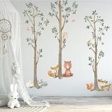 Redwood Rover Woodland Watercolor Wall Tree Decals Fabric Animal Birch Creatures - Bear, Fox, Raccoon, Rabbit, Squirrel | 70 H x 60 W in | Wayfair