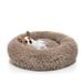 Tucker Murphy Pet™ Cecilla Plush Faux Fur Round Pet Bed Soft Shaggy Calming Mat For Pets Polyester in Brown | 4 H x 16 W x 16 D in | Wayfair