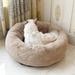 Tucker Murphy Pet™ Cecilla Plush Faux Fur Round Pet Bed Soft Shaggy Calming Mat For Pets Metal in Brown | 4 H x 40 W x 40 D in | Wayfair