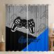 Loussiesd Gamer Curtains for Bedroom Teens Boys Gaming Curtain Gamepad Home Player Video Game Window Drapes Kids Grommet Treatment Black Blue Grey W46*L54