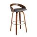 Low Curved Back Leatherette Barstool with Angled Legs, Walnut Brown