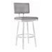 Leatherette Counter Height Armless Barstool with Swivel Mechanism, Silver