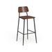 Industrial Barstool with Steel Frame and Rustic Wood Seat