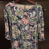 Lilly Pulitzer Dresses | Lilly Pulitzer 3/4 Sleeve Dress In Flamingo Print | Color: Blue/Pink | Size: Xs