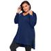 Plus Size Women's Tunic Hoodie by Roaman's in Evening Blue (Size 34/36)