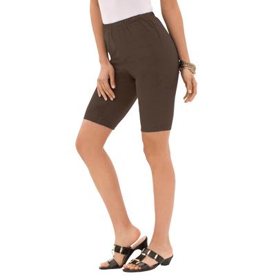 Plus Size Women's Essential Stretch Bike Short by Roaman's in Chocolate (Size M) Cycle Gym Workout