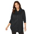 Plus Size Women's Boyfriend Shirt Tunic by Jessica London in Black (Size S)