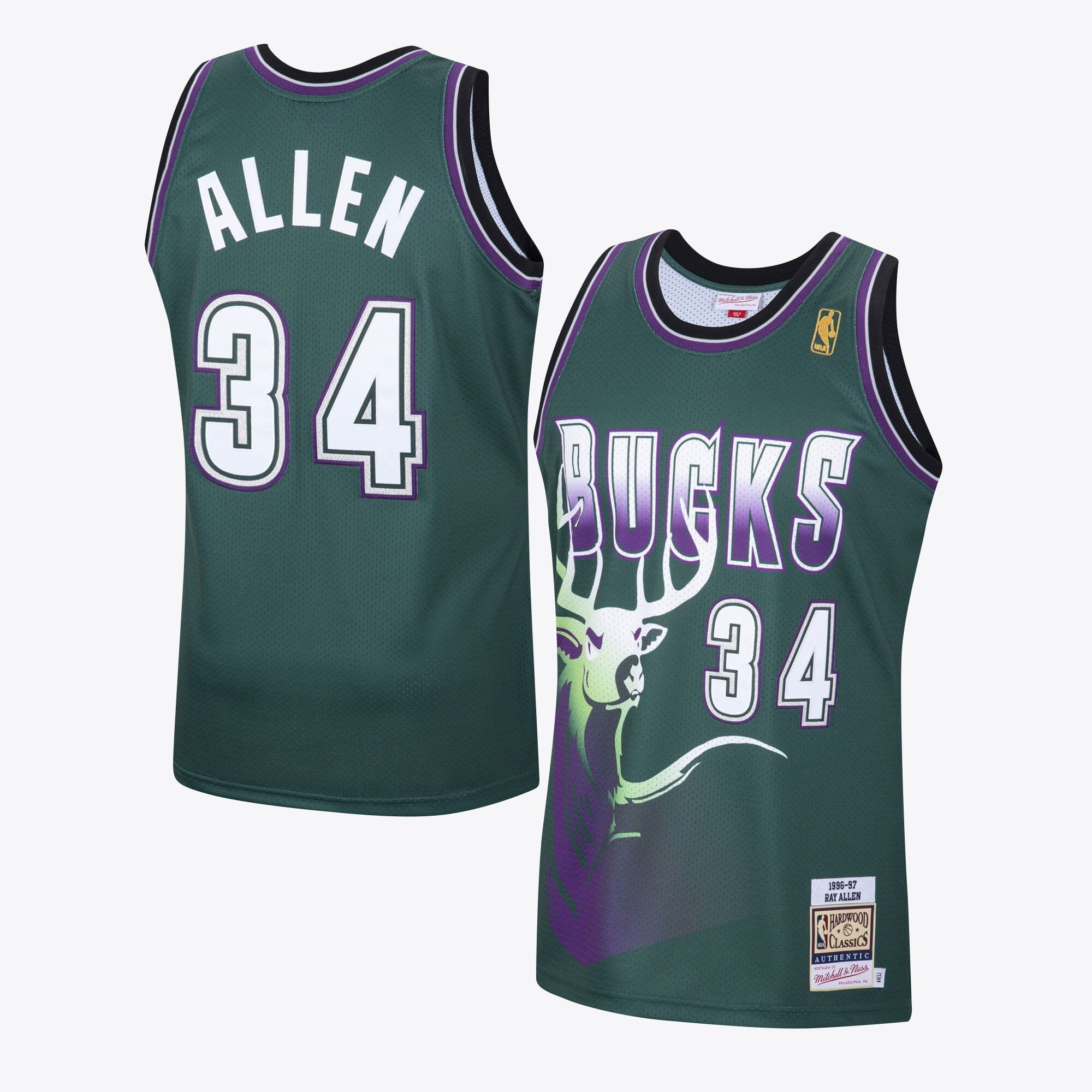 Maillot Swingman Alternate Hardwood Classics Milwaukee Bucks 1996 Mitchell & Ness – Vert foncé – Ray Allen - Homme Taille: S