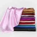 HUISHI-Foulard Hijab en Satin de Couleur Unie pour Femme Châle Carré de 90cm pour Cheveux