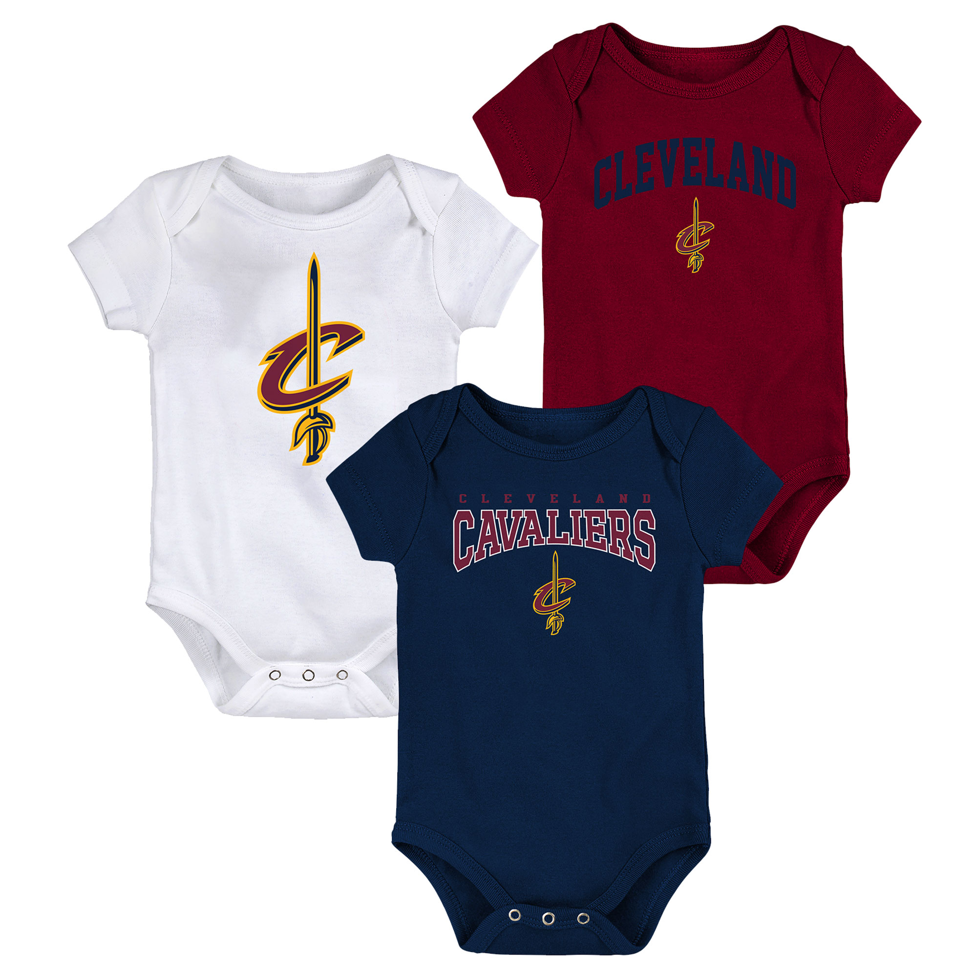 3er-Pack Cleveland Cavaliers Strampler – Neugeborene Image