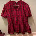 Madewell Tops | Madewell Long Peplum Top W/ Ruffle Details. Size S | Color: Red | Size: S