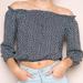 Brandy Melville Tops | Brandy Melville Off The Shoulder Long Sleeve | Color: Blue/White | Size: S