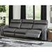 Signature Design by Ashley 113" Faux Leather Round Arm Reclining Sofa Faux Leather in Black | 41 H x 113 W x 38 D in | Wayfair 55203S4
