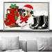 The Holiday Aisle® Christmas Holiday Border Collie (Horizontal) By Jodi - Graphic Art /Acrylic in Red/White | 21.5 H x 33.5 W x 2 D in | Wayfair