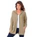 Plus Size Women's Classic-Length Thermal Hoodie by Roaman's in Sandy Beige (Size 3X) Zip Up Sweater