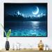 East Urban Home Romantic Moon over Deep Blue Sea I - Photograph on Canvas Metal in Black/Blue | 30 H x 40 W x 1.5 D in | Wayfair