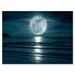 East Urban Home Super Moon over the Sea I - Photograph on Canvas Metal in Blue/White | 24 H x 32 W x 1 D in | Wayfair