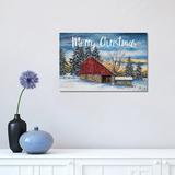 East Urban Home Merry Christmas Barn by James Redding - Wrapped Canvas Painting Canvas | 12 H x 18 W x 1.5 D in | Wayfair