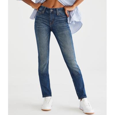 Aeropostale Womens' Mid-Rise Skinny Jean - Blue - Size 000 S - Cotton