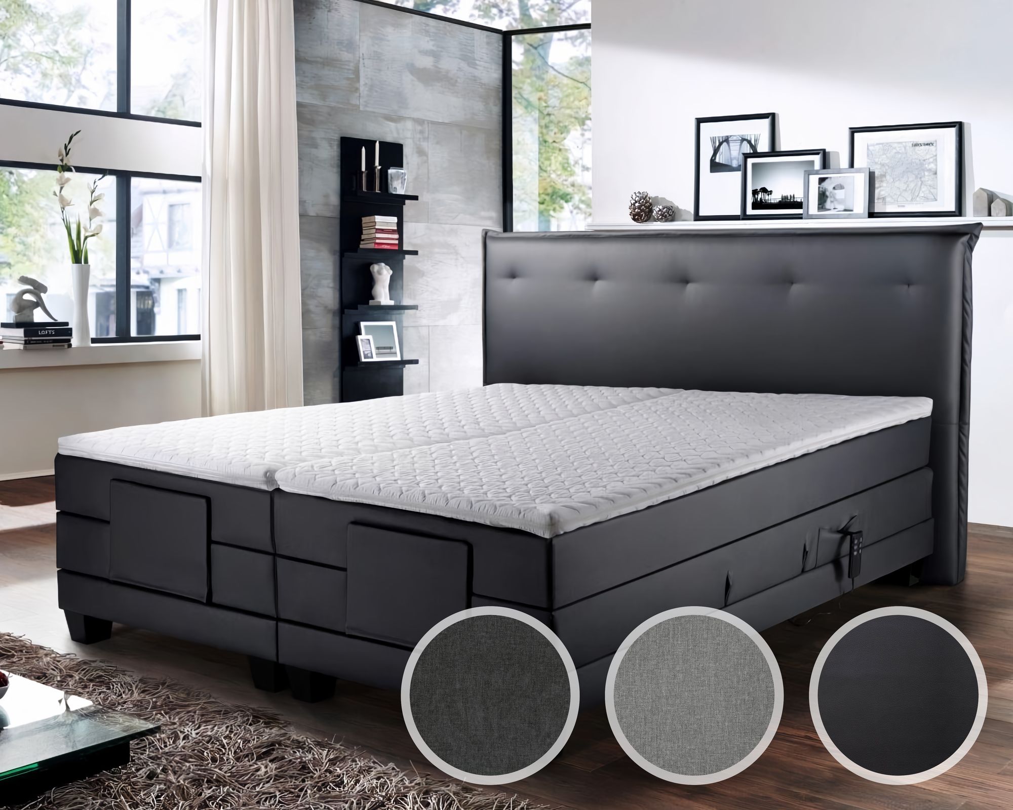 Winkle »Niagara« Boxspringbett Bettkasten / 200x200 cm / ohne Matratzen / Kunstleder Schwarz 7745