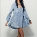 Free People Dresses | Free People Baby Doll Long Sleeve Dress Size Xs | Color: Purple/Silver | Size: Xs