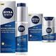 NIVEA MEN Anti-Age Hyaluron Hydro Gesichtsgel (50 ml), Feuchtigkeitsgel mildert selbst tiefe Falten, schnell einziehende Gesichtspflege mit Hyaluron & Anti-Age Hyaluron Feuchtigkeitscreme (50 ml)