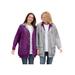 Plus Size Women's Fleece Nylon Reversible Jacket by Woman Within in Plum Purple Heather Grey (Size L) Rain Jacket