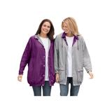 Plus Size Women's Fleece Nylon Reversible Jacket by Woman Within in Plum Purple Heather Grey (Size M) Rain Jacket