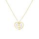 14ct Yellow and White Gold Two tone Double Love Heart With Religious Faith Cross Adjustable Necklace Jewelry Gifts for Women - 46 Centimeters