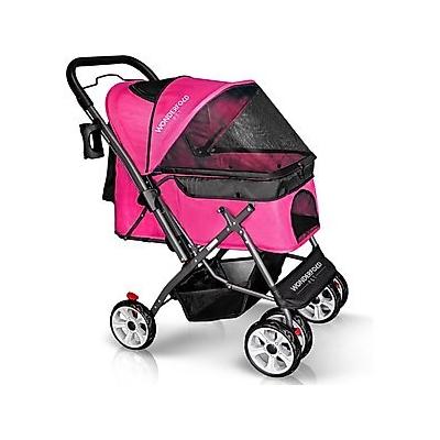 Wonderfold P1 Folding Dog & Cat Stroller, Ruby Pink