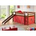 Harriet Bee Ogden Twin Solid Wood Platform Loft Bed Wood in Red/Brown | 43.25 H x 74.75 W x 43 D in | Wayfair 3D664DCC10D44BCABC35E01D5103C9E7