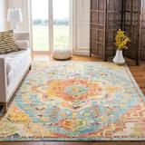 Blue/Green 48 x 0.25 in Indoor Area Rug - Bungalow Rose Haneul Oriental Teal/Orange Area Rug Polypropylene | 48 W x 0.25 D in | Wayfair