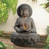 World Menagerie Bruster Zen Fountain w/ Light in Gray | 28.15 H x 21.65 W x 14.96 D in | Wayfair 201607PT