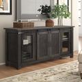 Rosalind Wheeler Kinsella Solid Wood TV Stand Wood in Gray | 35 H in | Wayfair D2B09F1C0E7547A183E0F4F695776F74