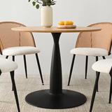 Wade Logan® Bassey 35" Pedestal Dining Table Wood/Metal in Black | 29 H x 35 W x 35 D in | Wayfair 19E6E5DA72564D2CBFCD04EC8BF09D79