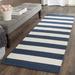 Blue/Navy 27 x 0.16 in Area Rug - Beachcrest Home™ Brookvale Striped Handmade Flatweave Cotton Navy/Ivory Area Rug Cotton | 27 W x 0.16 D in | Wayfair