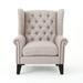 Wingback Chair - Alcott Hill® Osvaldo 29.75" Wide Tufted Wingback Chair Polyester/Fabric in White/Brown | 37.5 H x 29.75 W x 30 D in | Wayfair