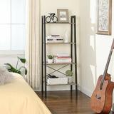 Williston Forge Parikh 54" H x 22.1" W Steel Etagere Bookcase in Black/Brown | 54 H x 22.1 W x 13.3 D in | Wayfair 8F7DBFC27E464CACB554DEC02B8561D7