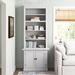 Gracie Oaks Jakeith 86.6" H x 35.43" W Solid Wood Standard Bookcase Wood in White/Brown | 86.6 H x 35.43 W x 15.75 D in | Wayfair