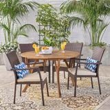 Baldwin Outdoor 5 Piece Acacia Wood and Wicker Dining Set by Christopher Knight Home