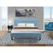 Platform King Size Bedroom Set with 1 King Size Frame and End Table for bedroom - Denim Blue Linen Fabric(Pieces Options)